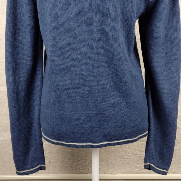 Christopher & Banks Hand Embroidered Poinsettia Blue Button Up Cardigan Sweater - Picture 10 of 13